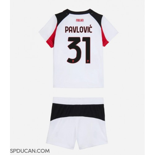 Dječji Nogometni Dres AC Milan Strahinja Pavlovic #31 Gostujuci 2025-26 Kratak Rukav (+ Kratke hlače)